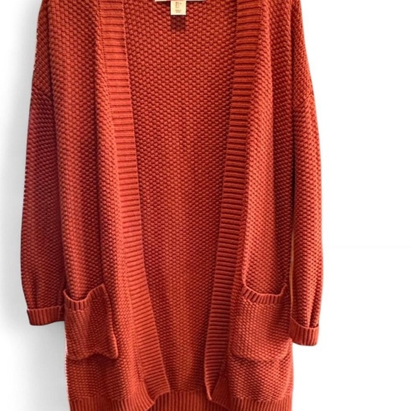 Max Studio Sweaters - Max Studio Open Front Knit Cardigan size Large Rust Orange Womens